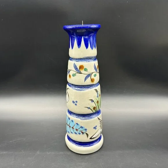 Vintage Ken Edwards Pottery Candle Holder Folk Art Bird Hand Painted Mexico - Picture 5 of 11